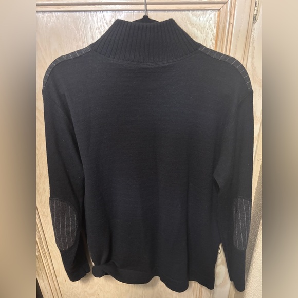 Codice Black and Gray Zip-Up Sweater Merino Wool Blend w/ Elbow Patches - Picture 2 of 16